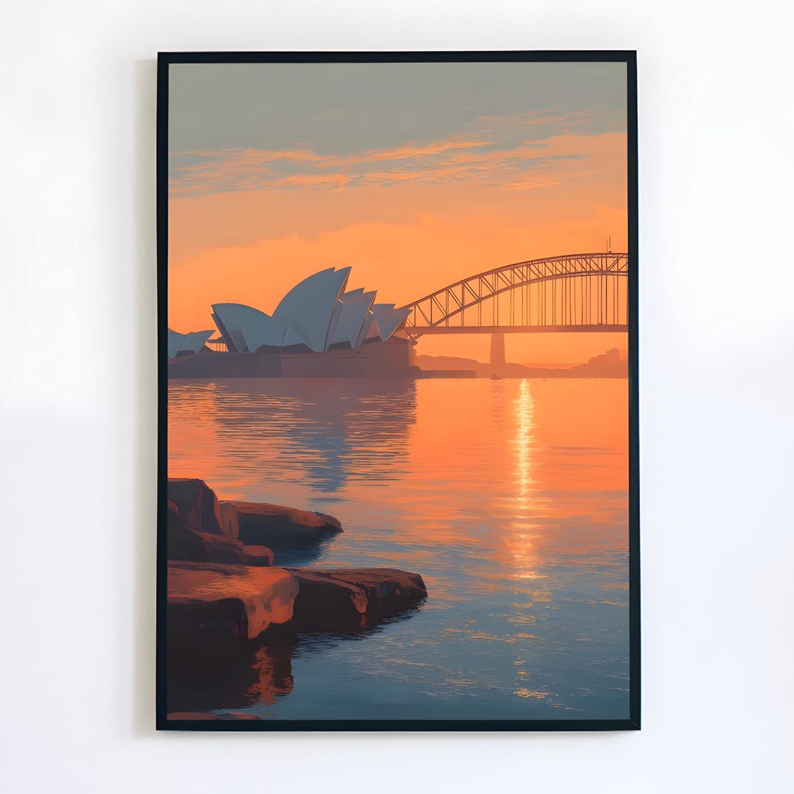 Sydney Opera House Sunset Harbour Bridge Australia Travel Poster