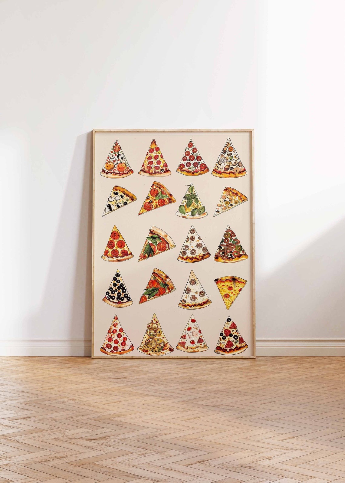 Hand Drawn Pizza Slice Collection Kitchen Poster Pizzeria Decor Art - Image 2