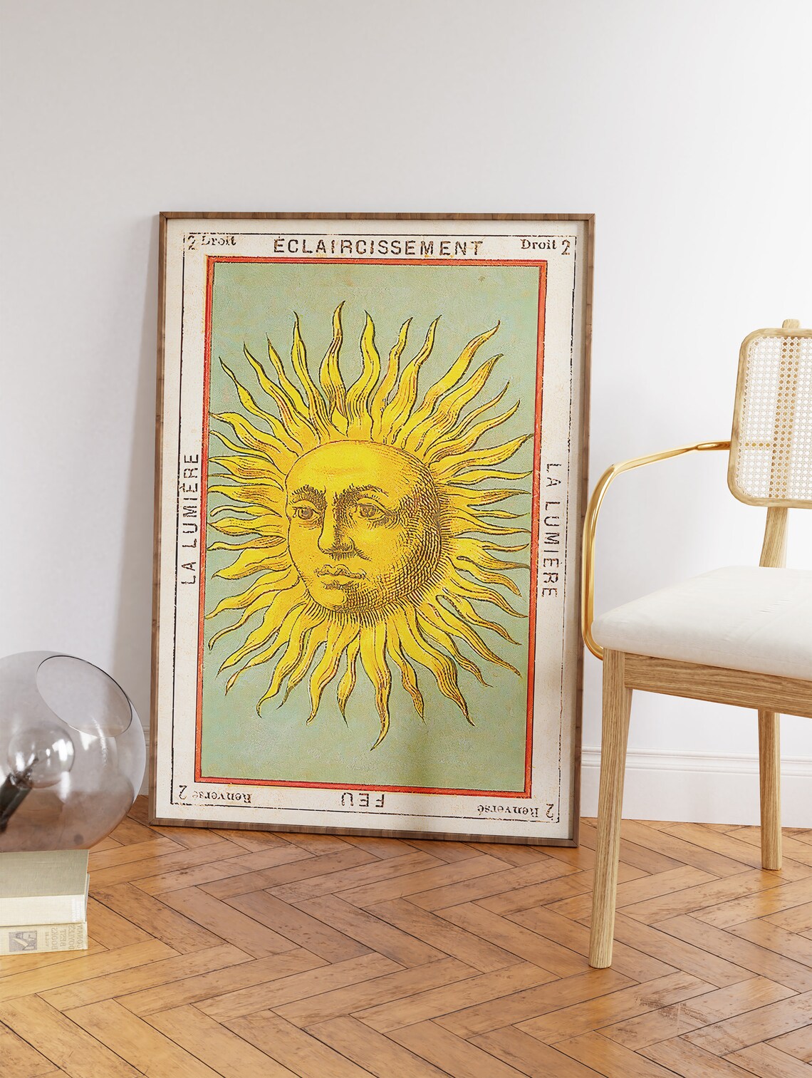 Vintage French Sun Print Tarot La Lumiere Celestial Antique Wall - Image 3