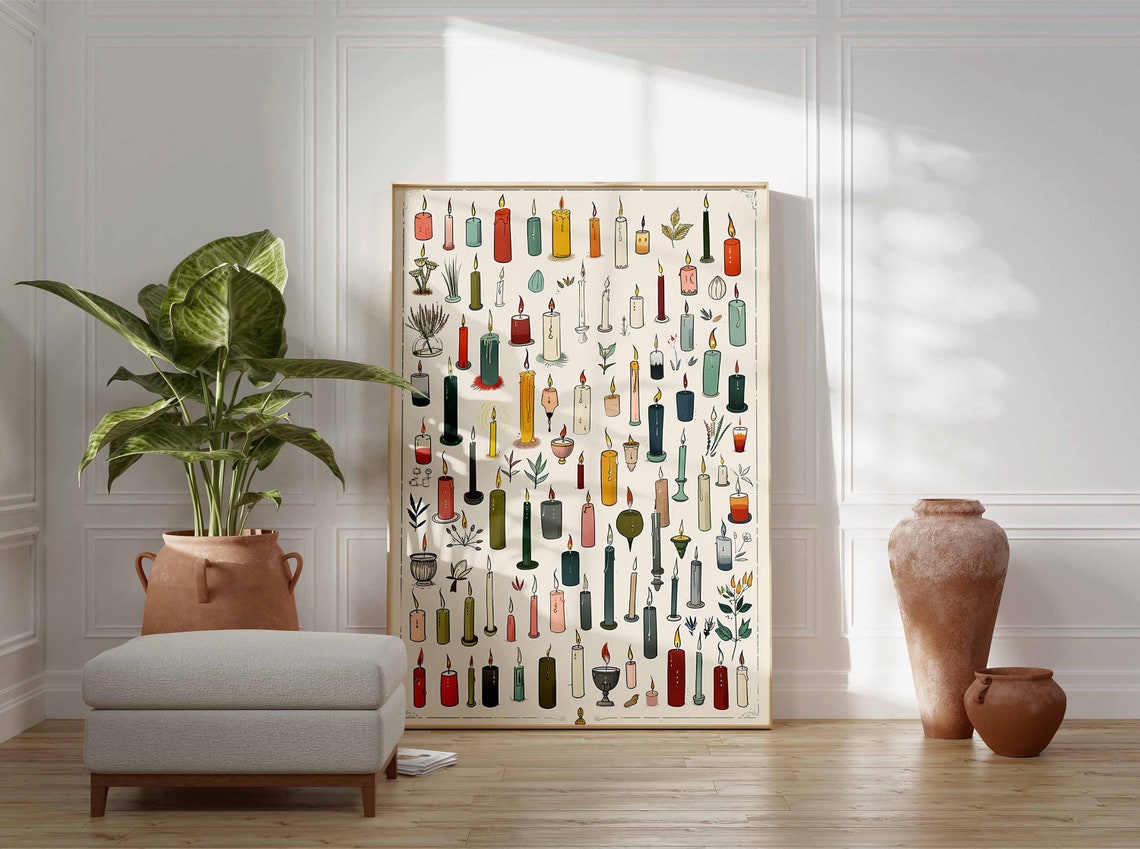 Fine Line Candle Collection Illustrated Botanical Home Poster Decor - Image 3
