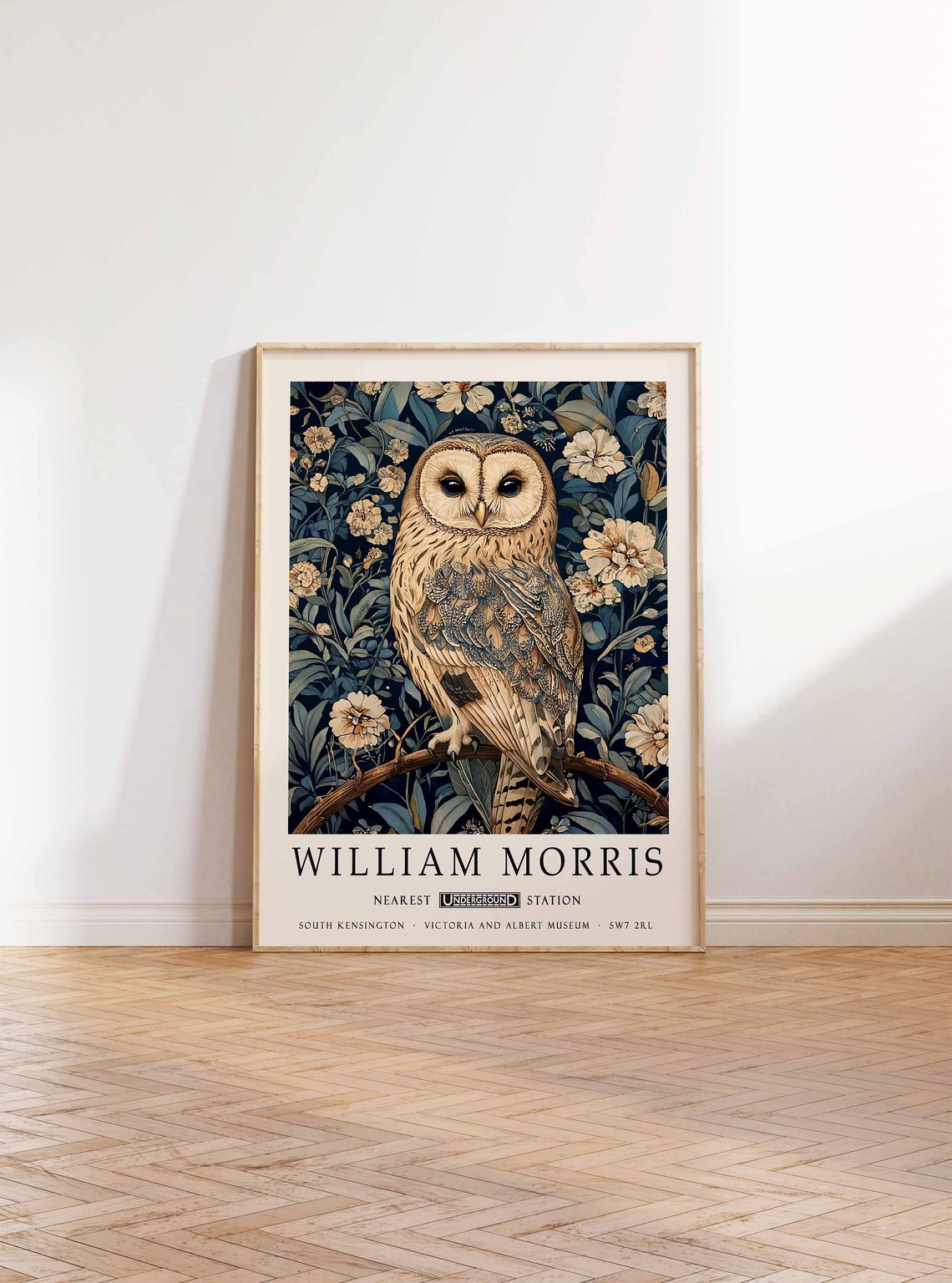 William Morris Barn Owl Among Blossoms Botanical Branch Art Poster - Image 2
