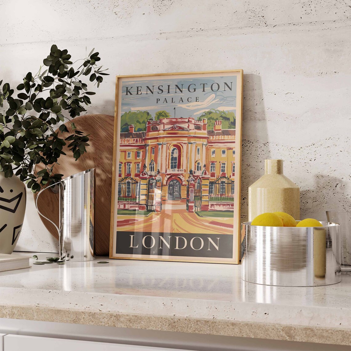 Kensington Palace London Gates Royal Facade Retro Travel Poster - Image 2