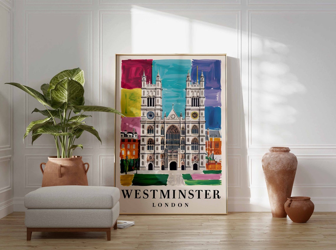 Westminster Poster London Print London Art London Poster London Travel Print William Morris Print Retro London Art - Image 3