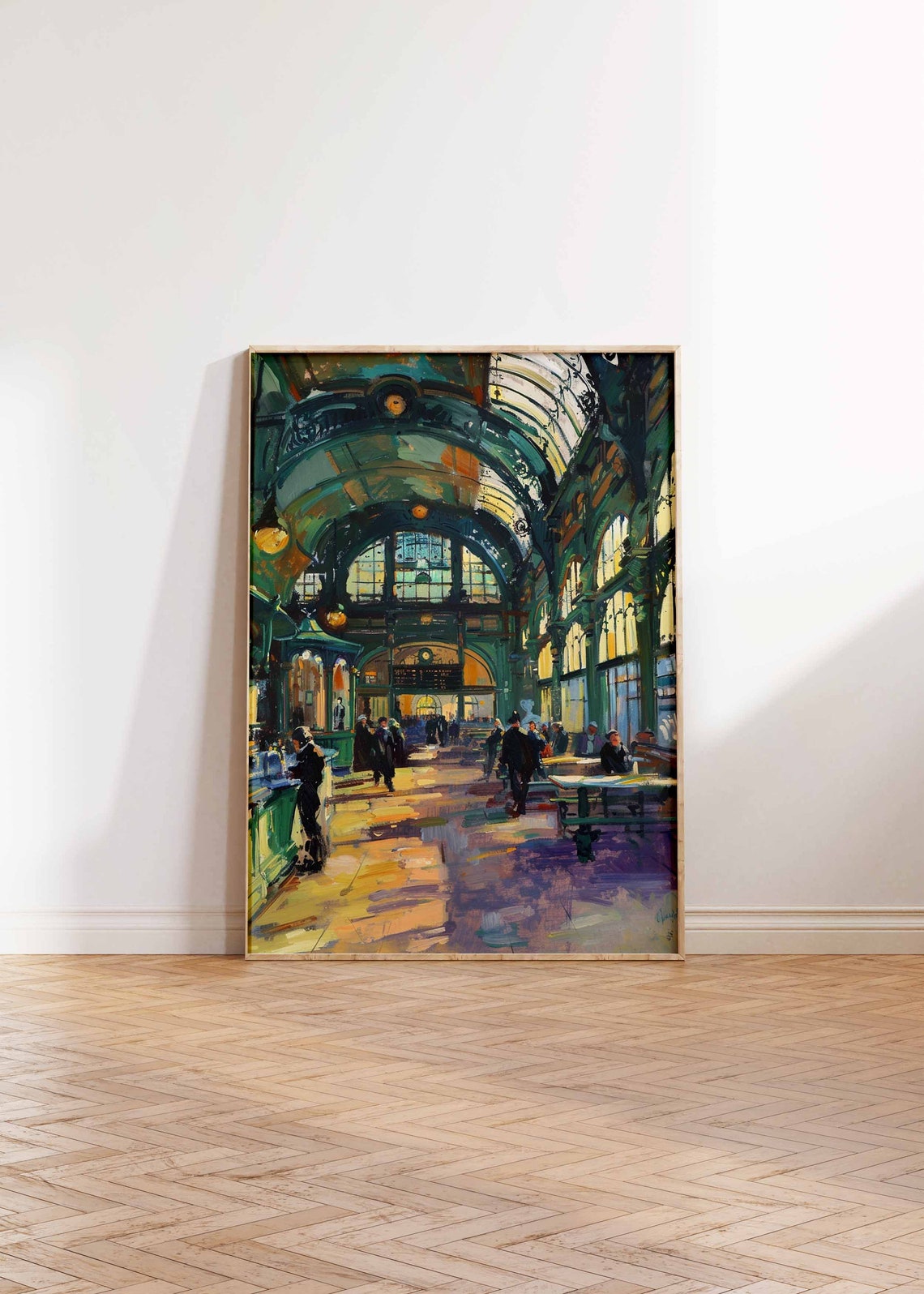 Grand Station Concourse Crowd Under Glass and Iron Roof Poster - Image 2