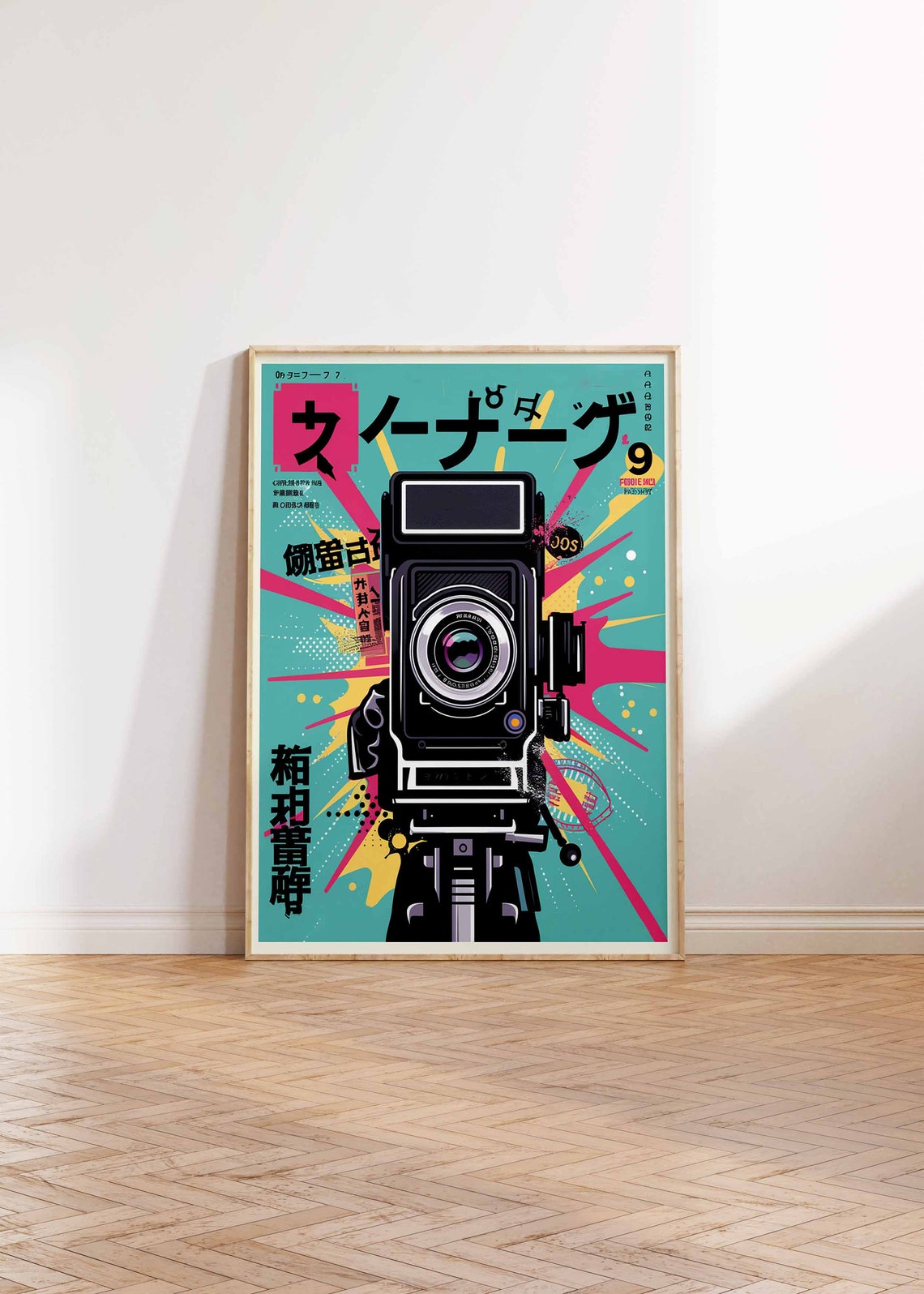 Vintage Twin Lens Camera Tripod Retro Japanese Pop Art Poster - Image 2