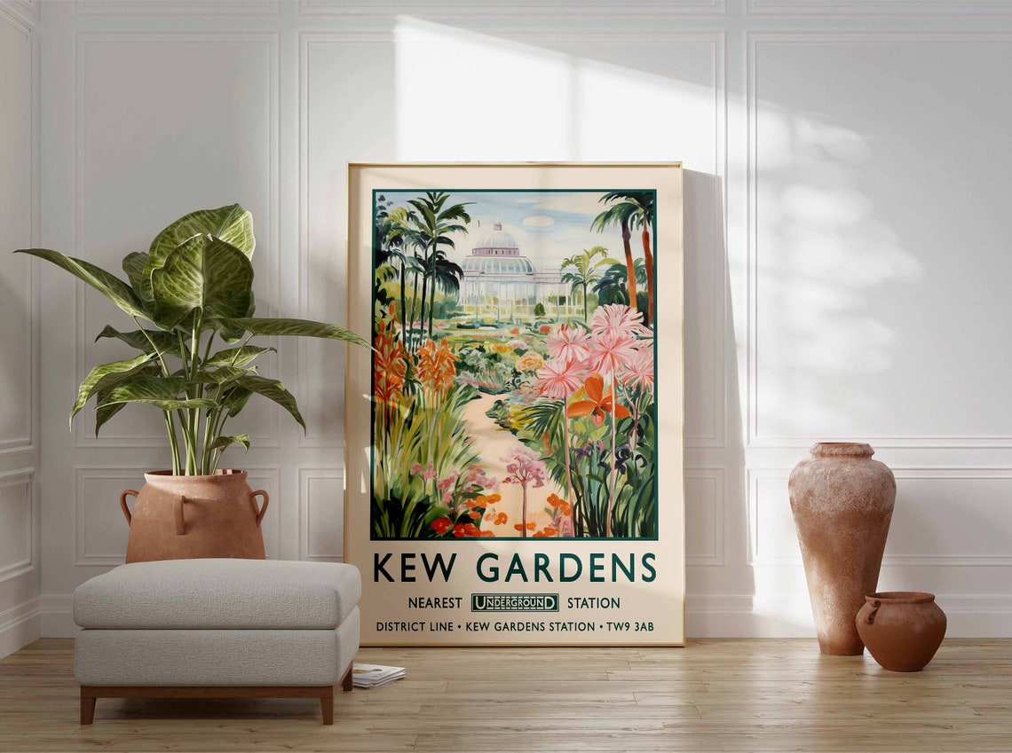 Kew Gardens Palm House Tropical Conservatory London Travel Poster - Image 3