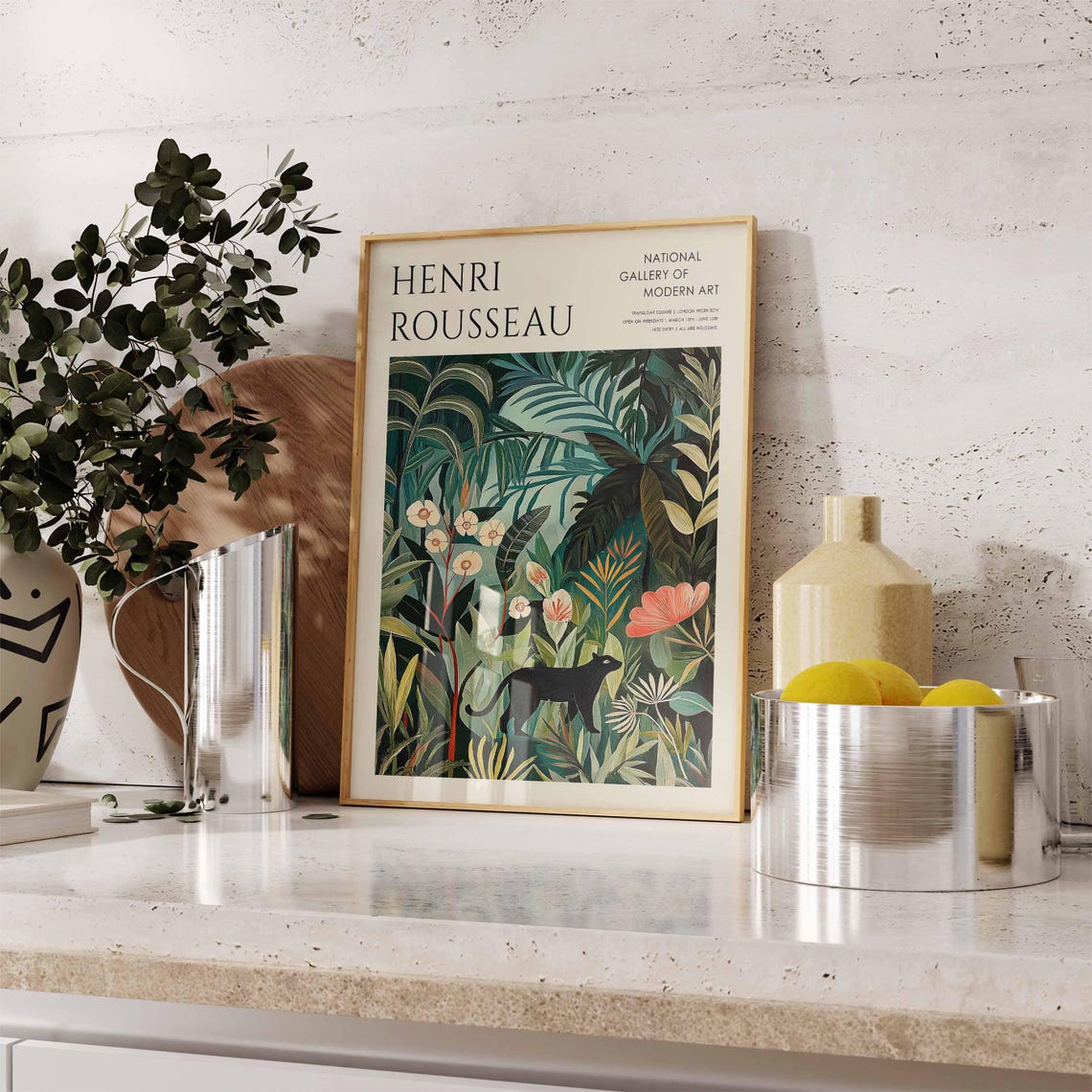 Henri Rousseau Black Panther Walking in Jungle National Gallery Poster - Image 3