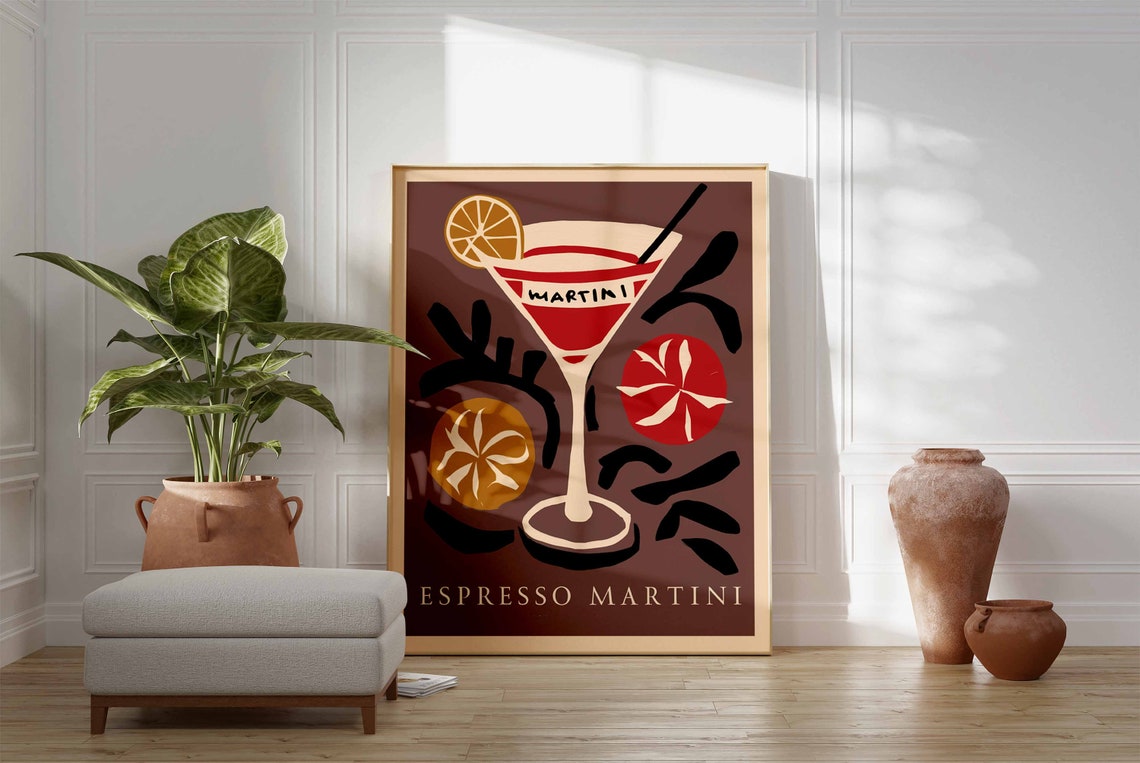 Espresso Martini Citrus Retro Cocktail Brown Bar Drink Poster - Image 3