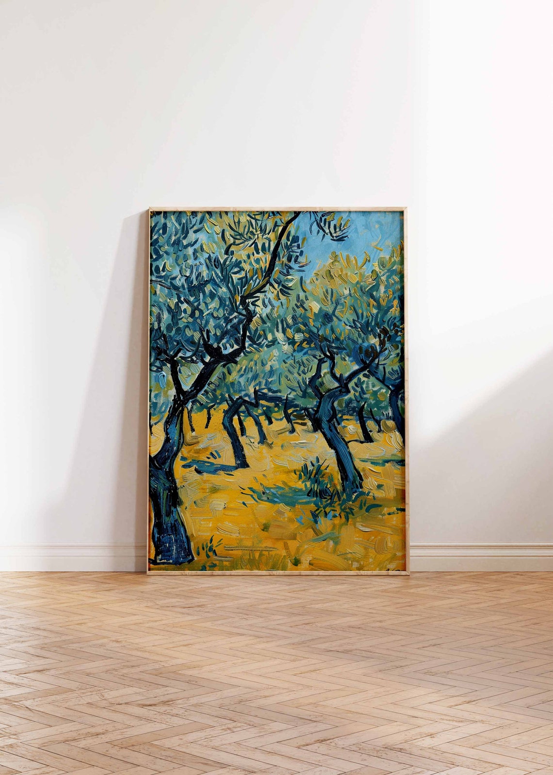 Twisted Olive Trees in Golden Field Post Impressionist Poster - Image 2