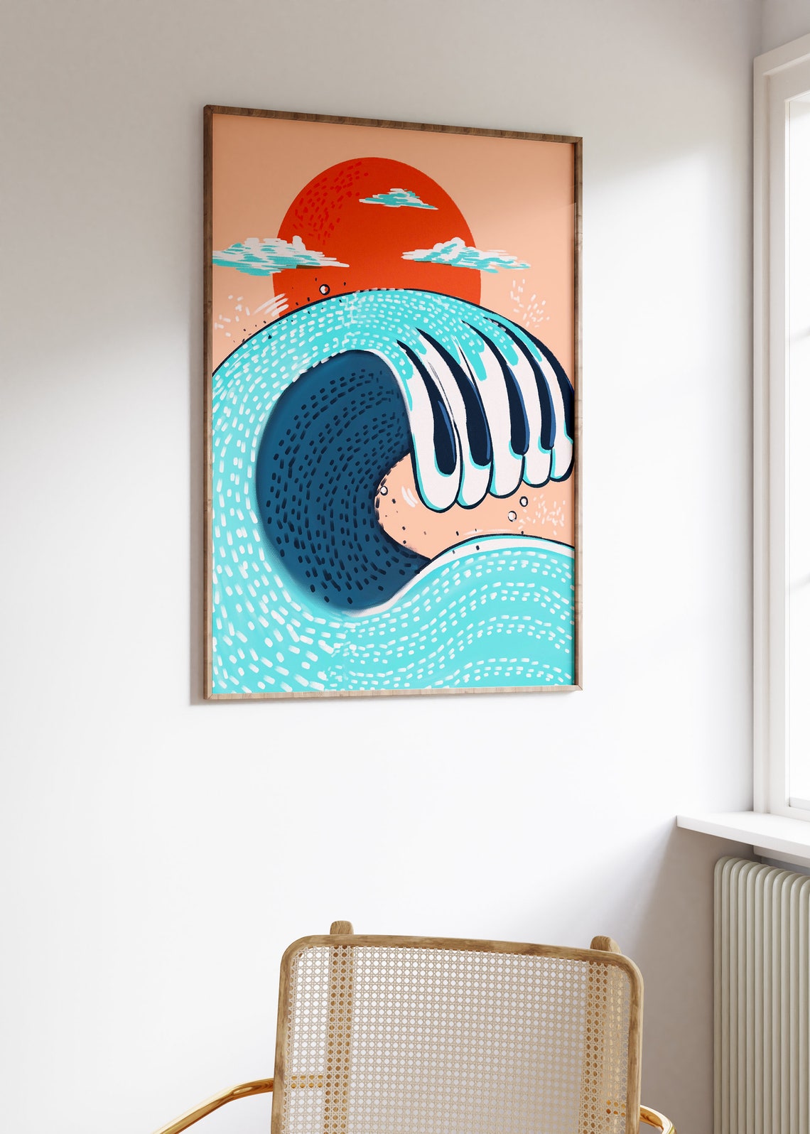 Piano Keys Ocean Wave Music Lovers Sunset Art Print Coastal Decor - Image 2