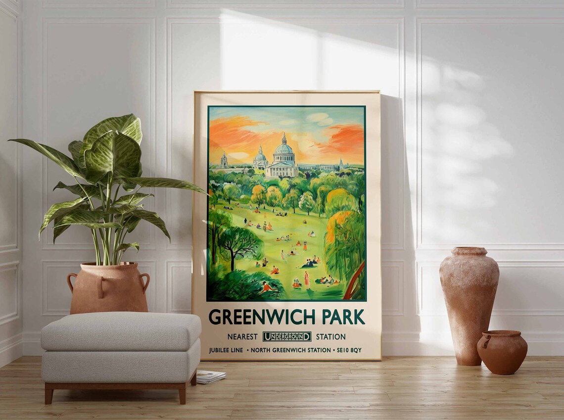 Greenwich Park London Print, William Morris Floral Vintage - Image 3