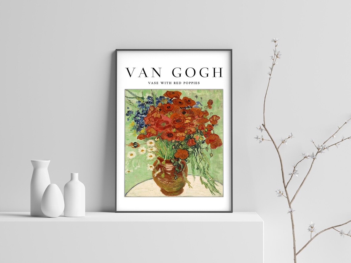 Van Gogh Vase with Red Poppies Still Life Gallery Exhibition Poster - Image 3