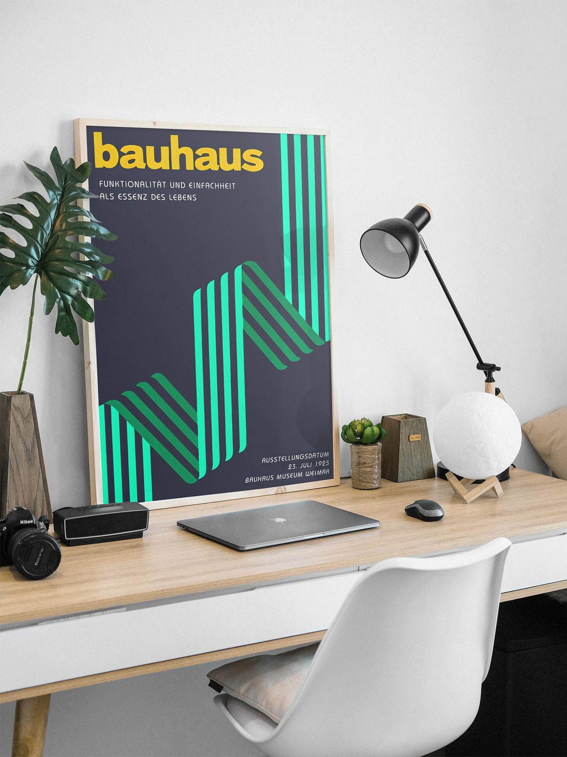 Bauhaus 1923 Exhibition Green Geometric Stripes Bauhaus Museum Poster - Image 2