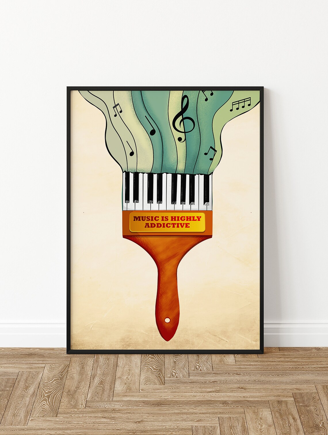 Music Wall Art, Piano Paintbrush Guitar Print - Image 2