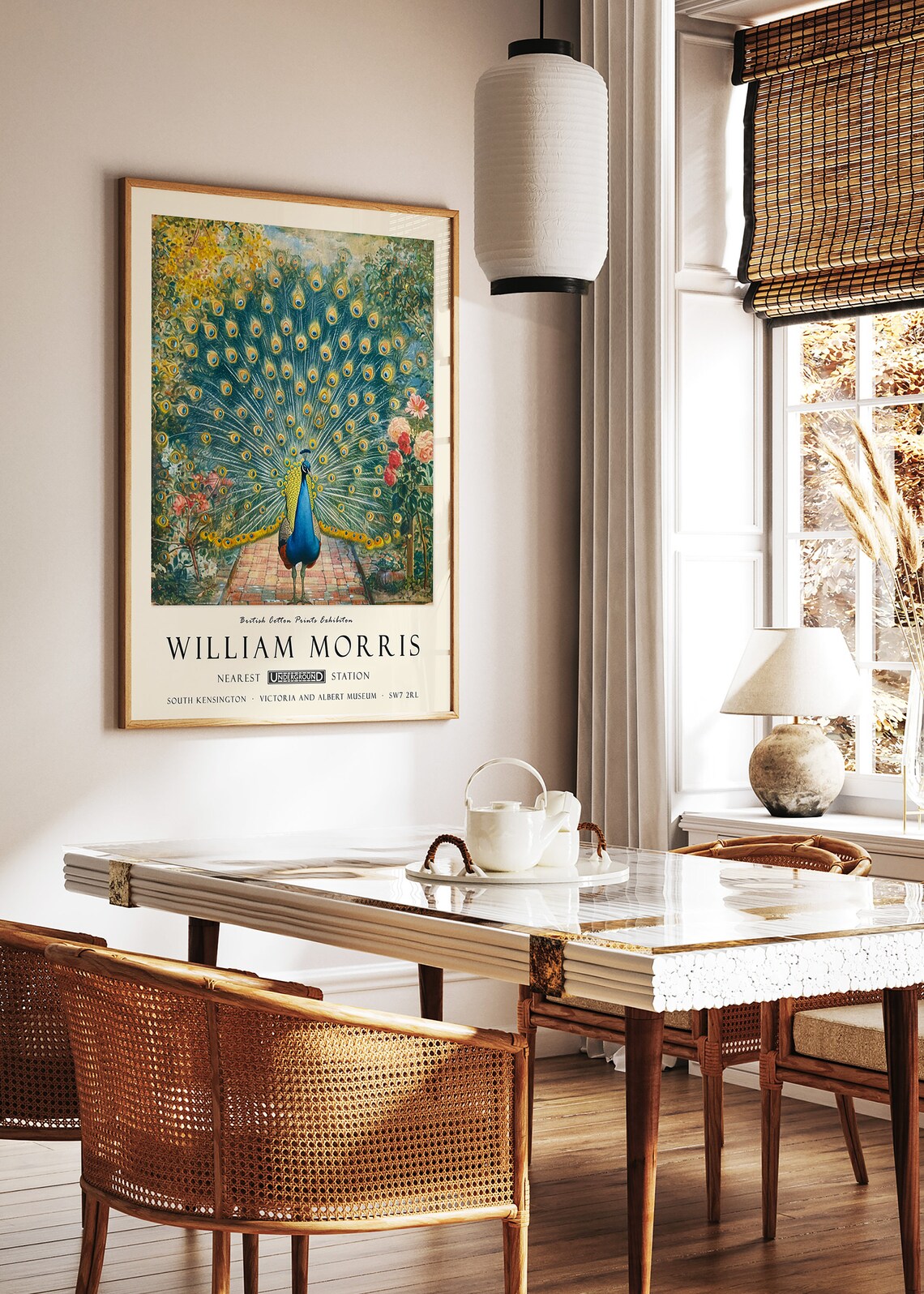 William Morris Peacock Vintage Exhibition Poster Art Print - Image 2