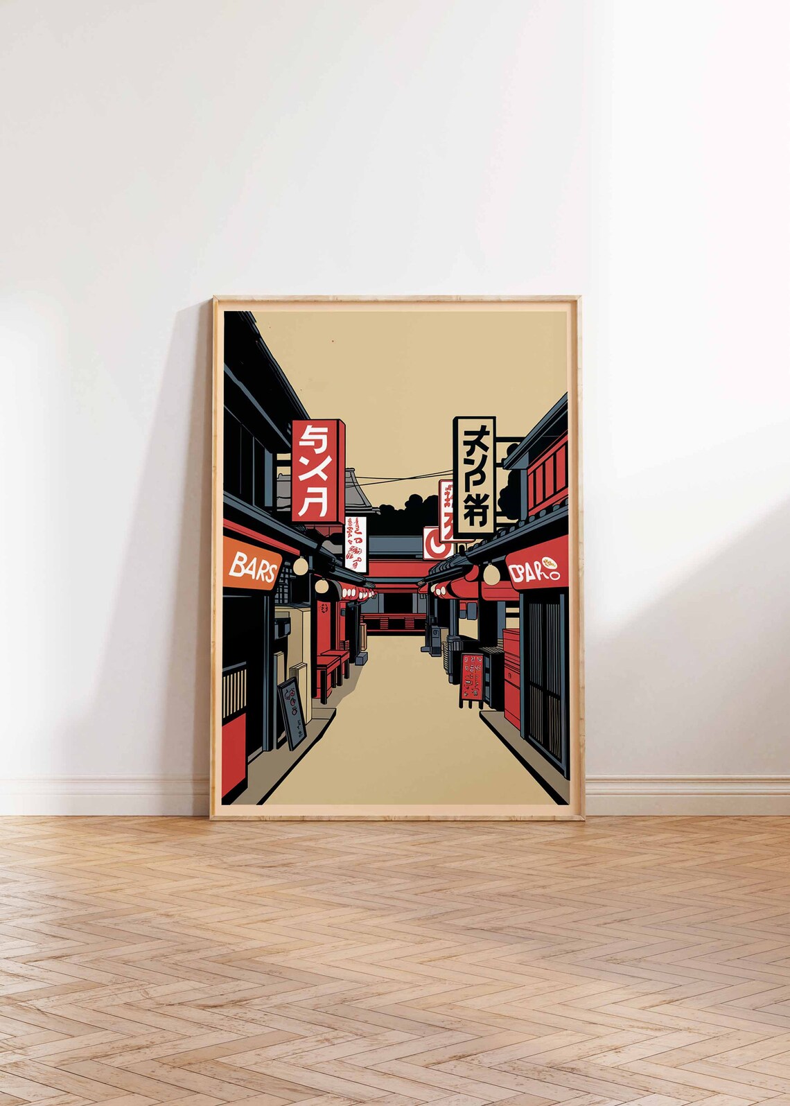 Retro Japanese Alley Bar Street Scene Vintage Illustration Poster - Image 2
