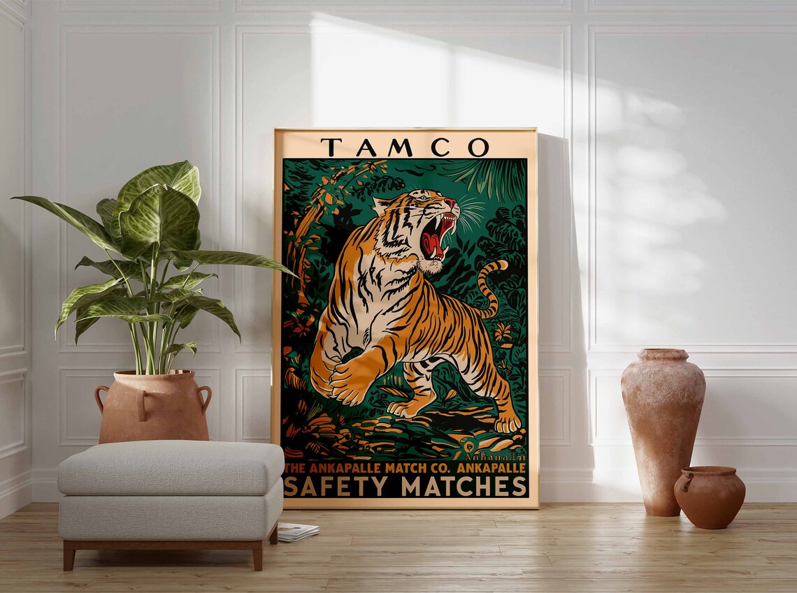 Vintage Tiger Print, Tropical Jungle Art Poster - Image 3
