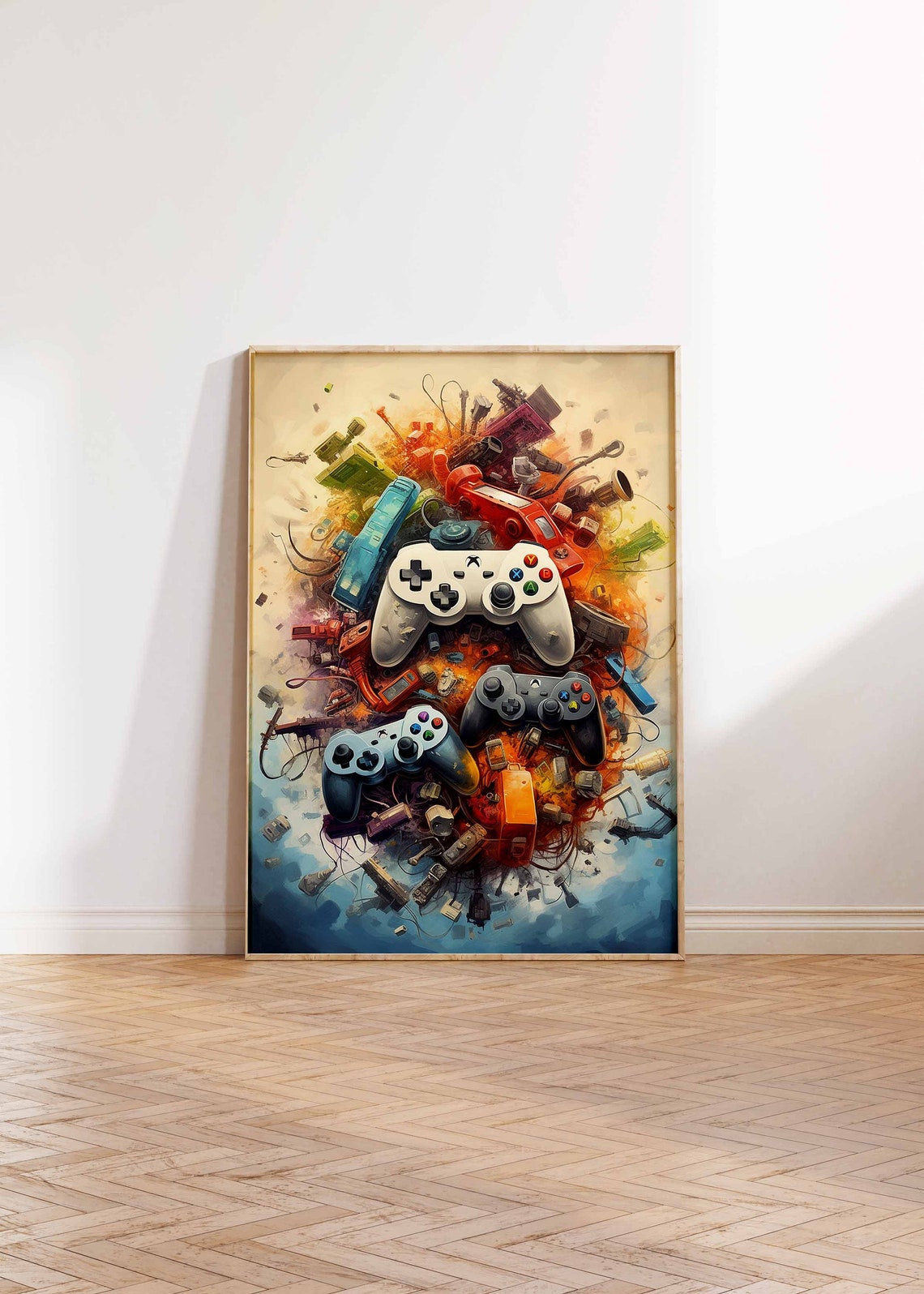 Gaming Controller Collage Retro Console Gamer Room Decor Art Poster - Image 3