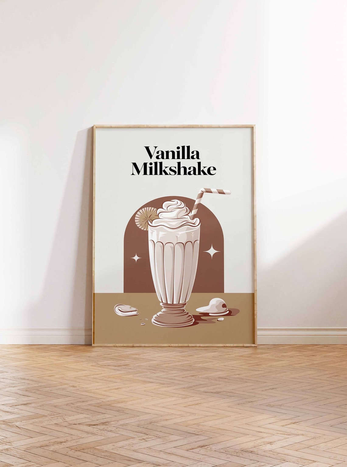 Cream Vanilla Milkshake Boho Diner Glass Illustration Cafe Poster - Image 2