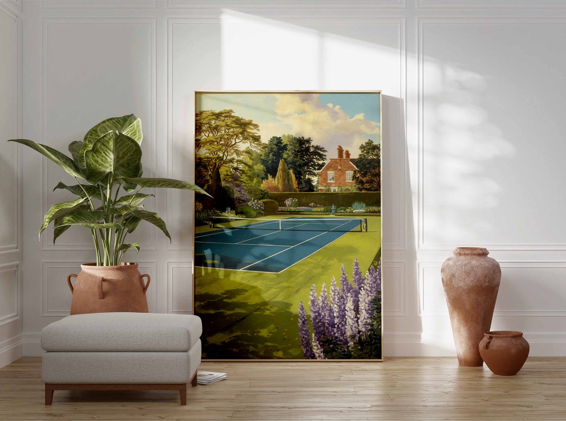 Tennis Poster Tennis Court Art Sports Wall Art Tennis Gift Botanical Print Floral Art Tennis Decor Sport Poster Wall Art Poster - Image 2