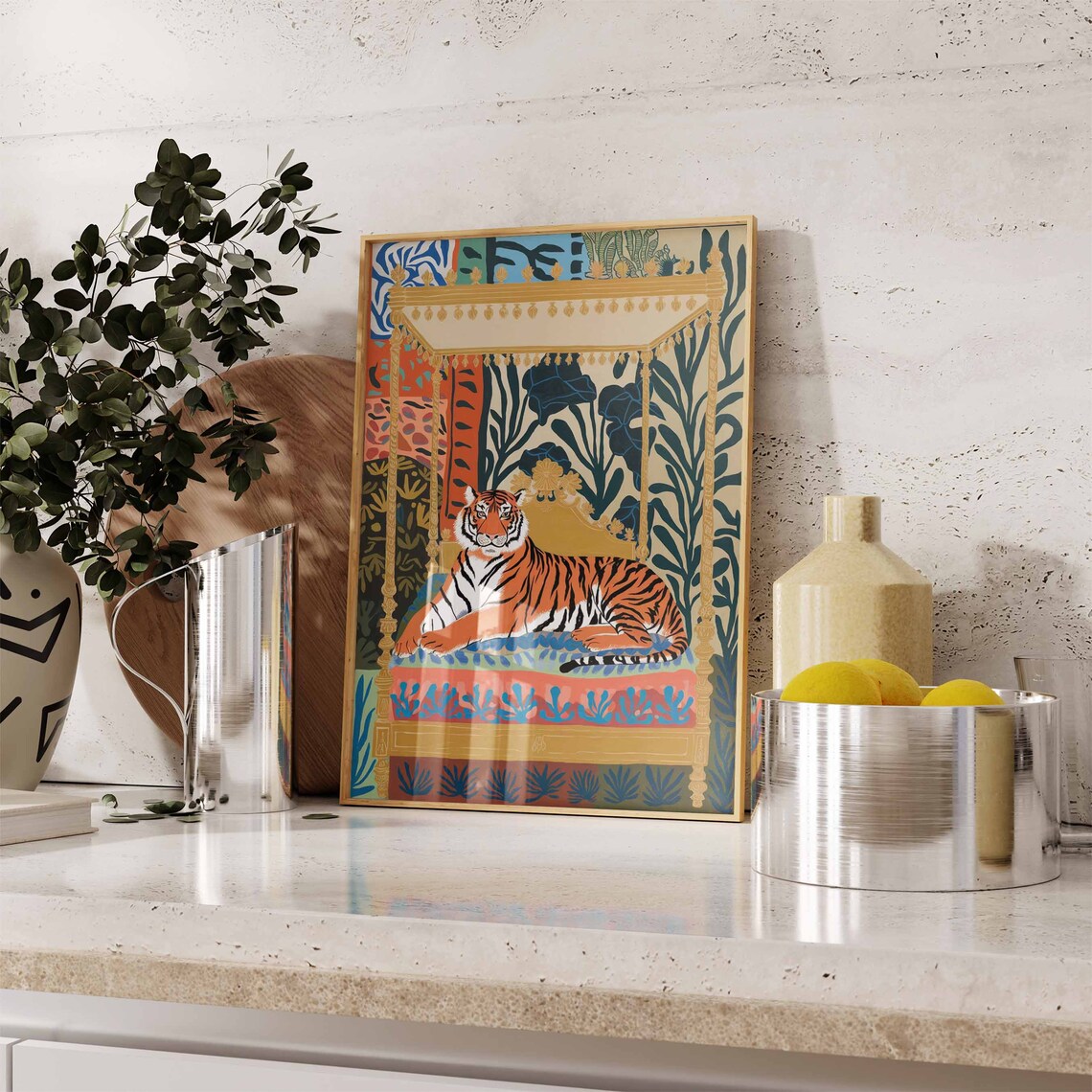 Indian Tiger Poster, Jungle Tropical Animal Print - Image 2