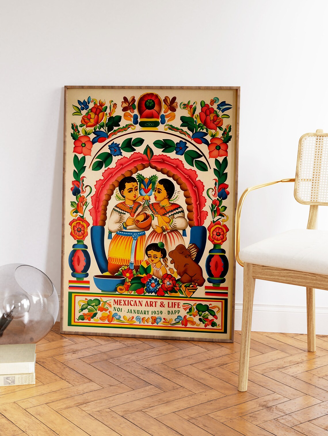 Mexican Art and Life January 1959 Vintage Folk Painting Poster - Image 2