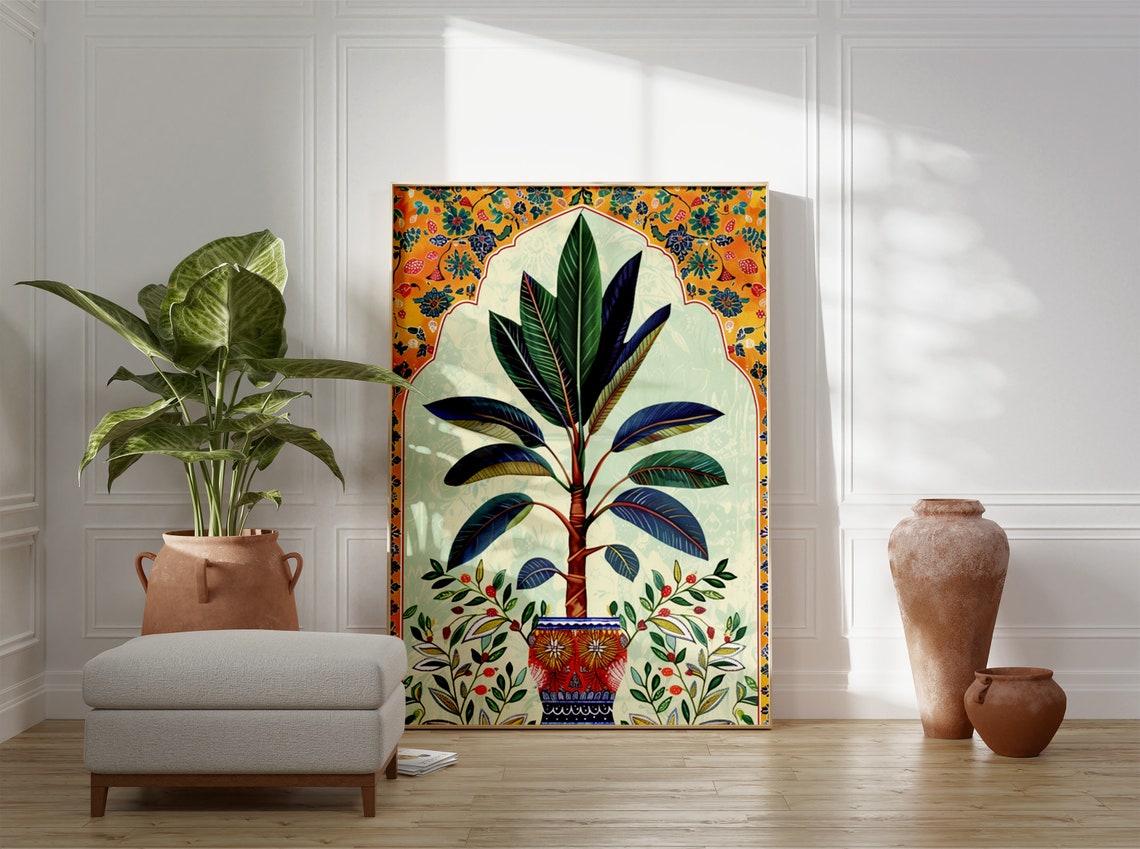 Islamic Floral Botanical Arch Potted Fig Tree Ornamental Art Poster - Image 3