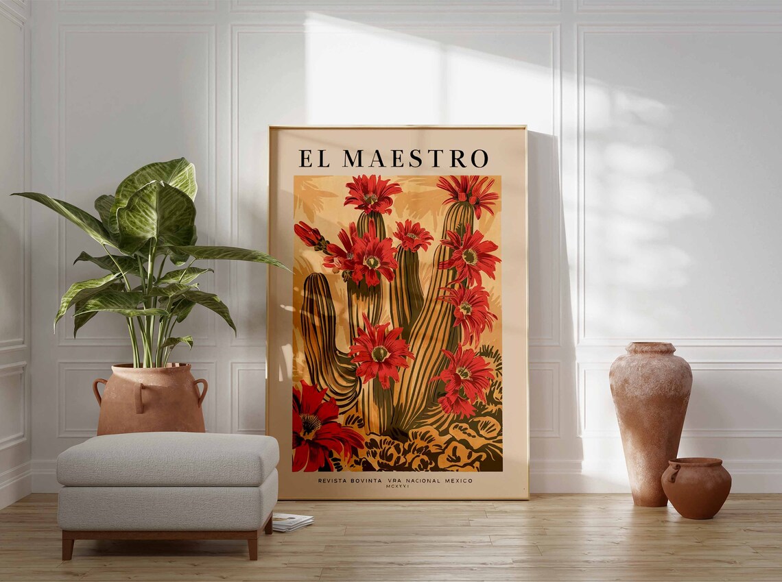 El Maestro Cactus Blossoms Vintage Mexico National Magazine Poster - Image 2