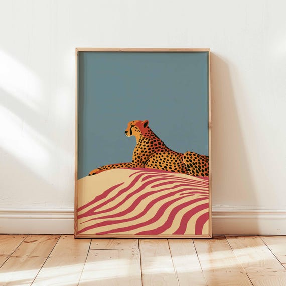 Cheetah Big Cat Safari Wildlife Illustration Modern Minimalist Poster