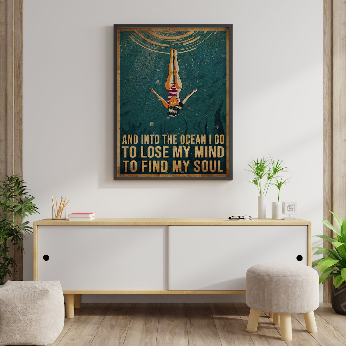 Into The Ocean I Go Spiritual Yoga Wall Art Print - Image 3