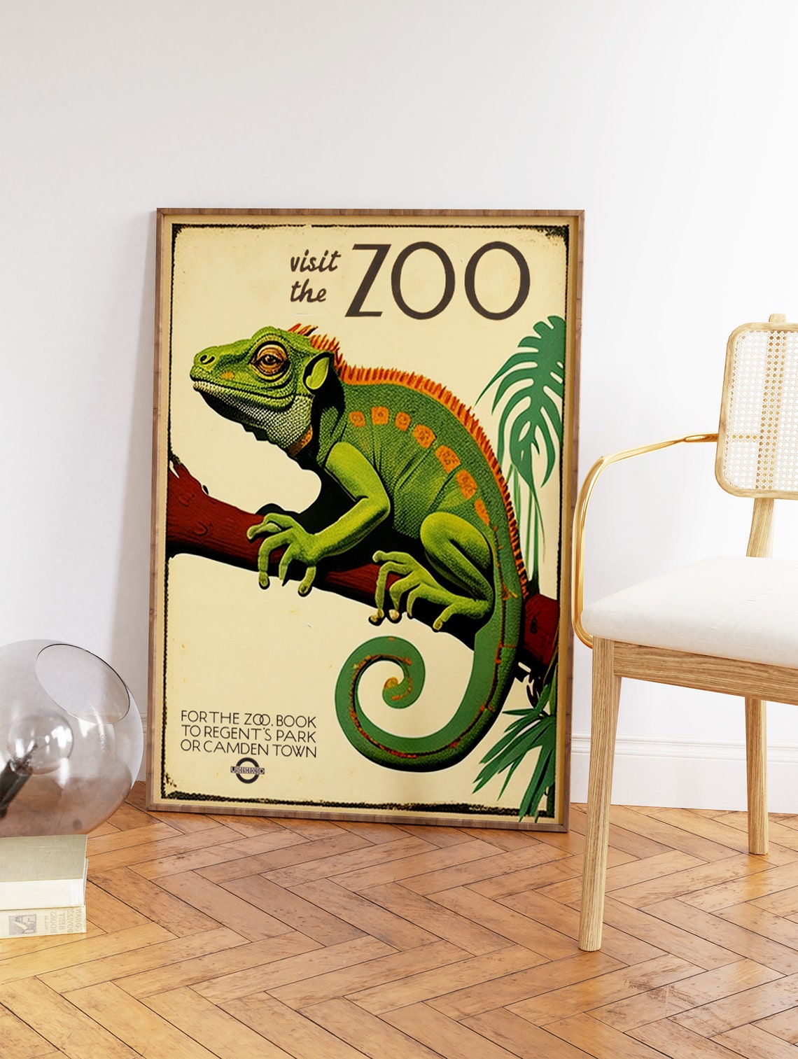 Visit The Zoo Vintage Iguana Regent's Park London Travel Poster - Image 2