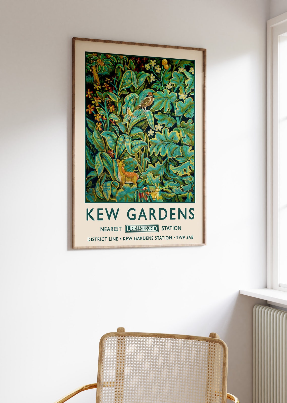 Kew Gardens Botanical Birds Deer Rabbit Vintage London Tube Poster - Image 2