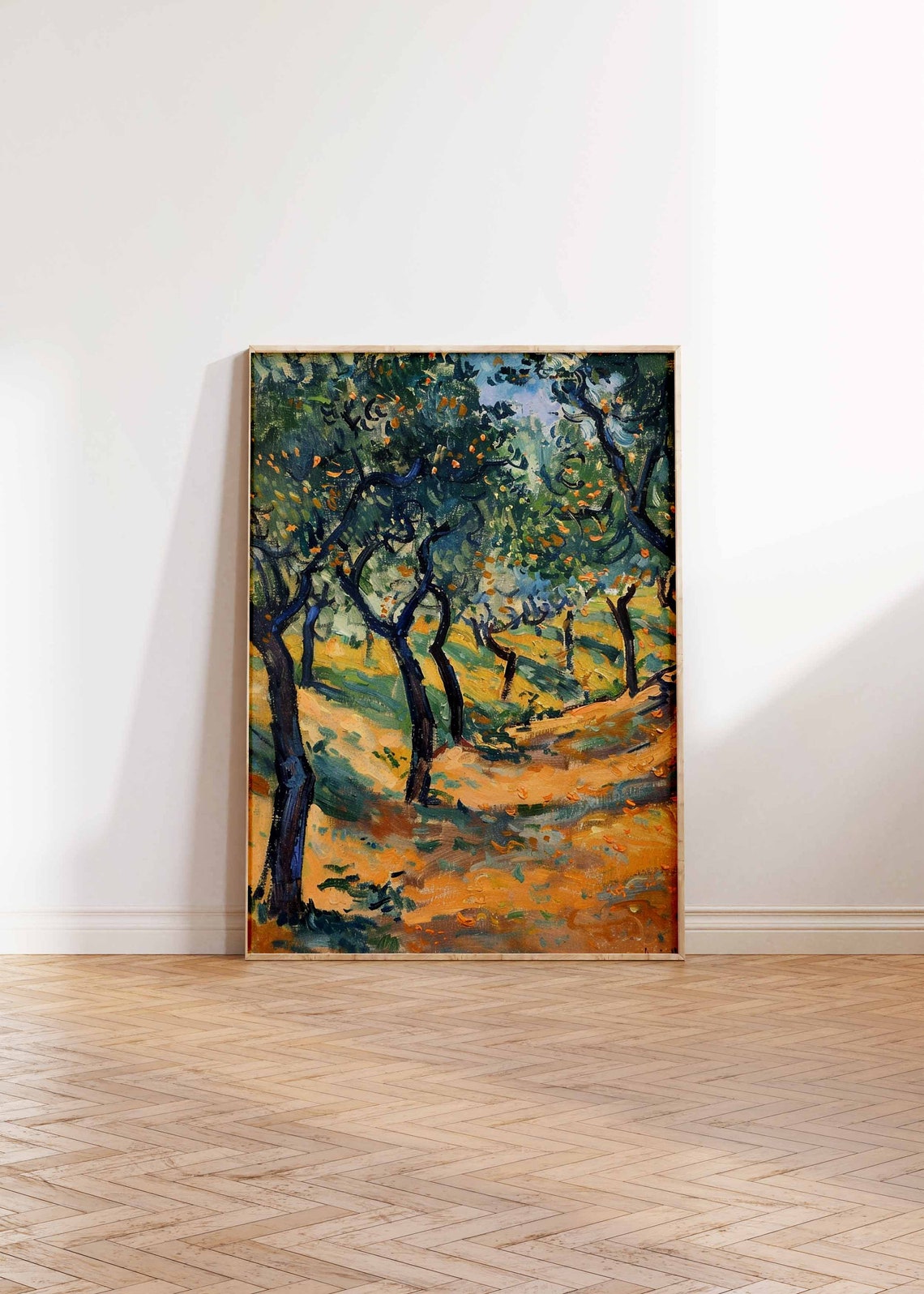 Sunlit Olive Grove Impressionist Trees Oil Painting Art Print - Image 2