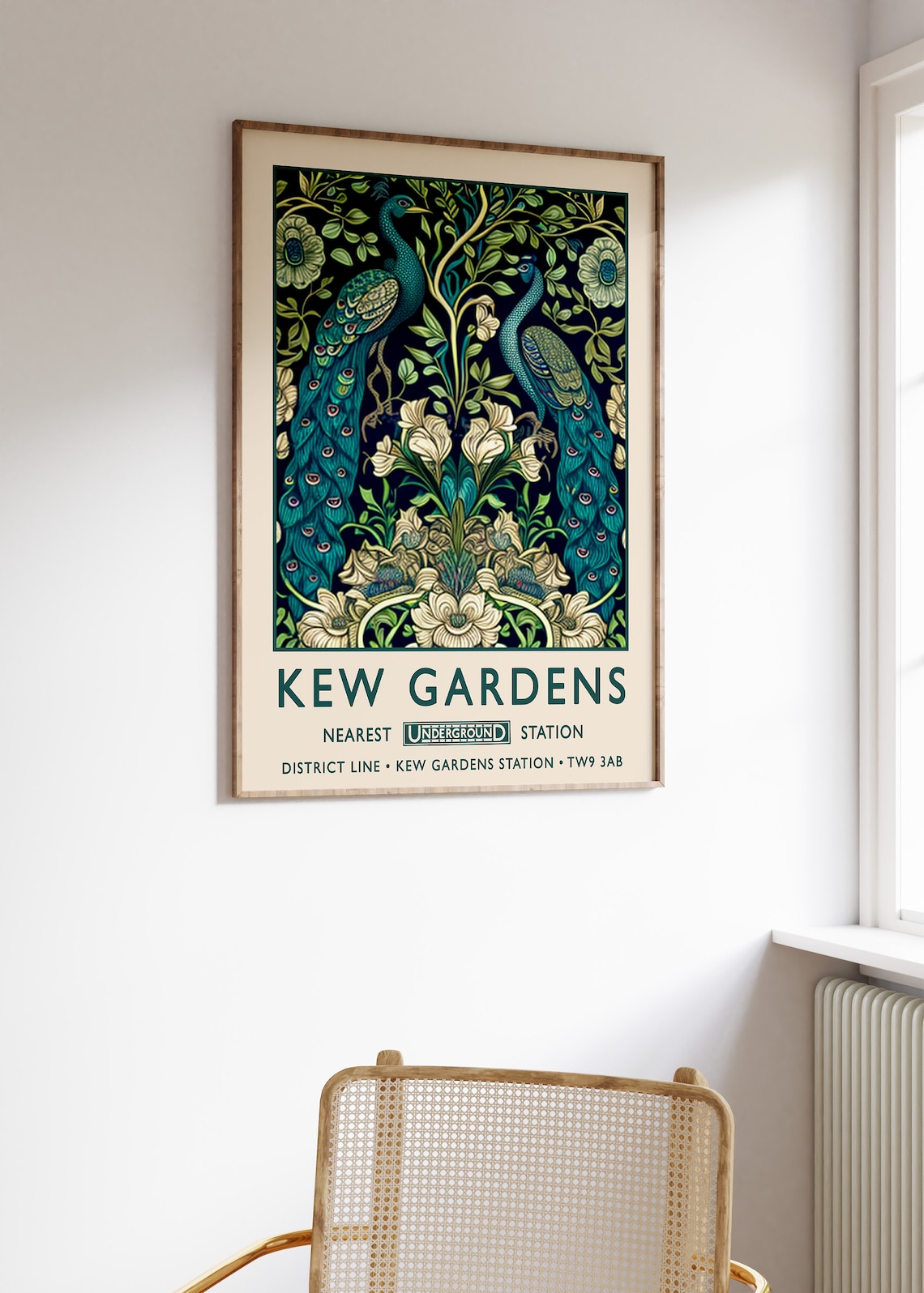 William Morris Peacock, Kew Gardens Vintage Poster - Image 3