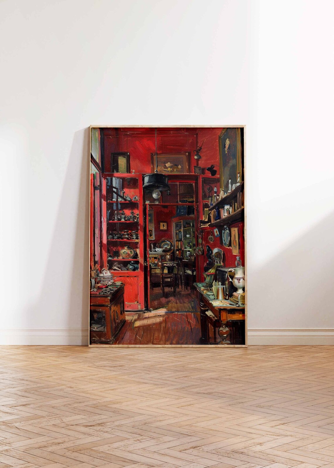 Red Vintage Antique Shop Interior Curios Glassware Moody Art Print - Image 2