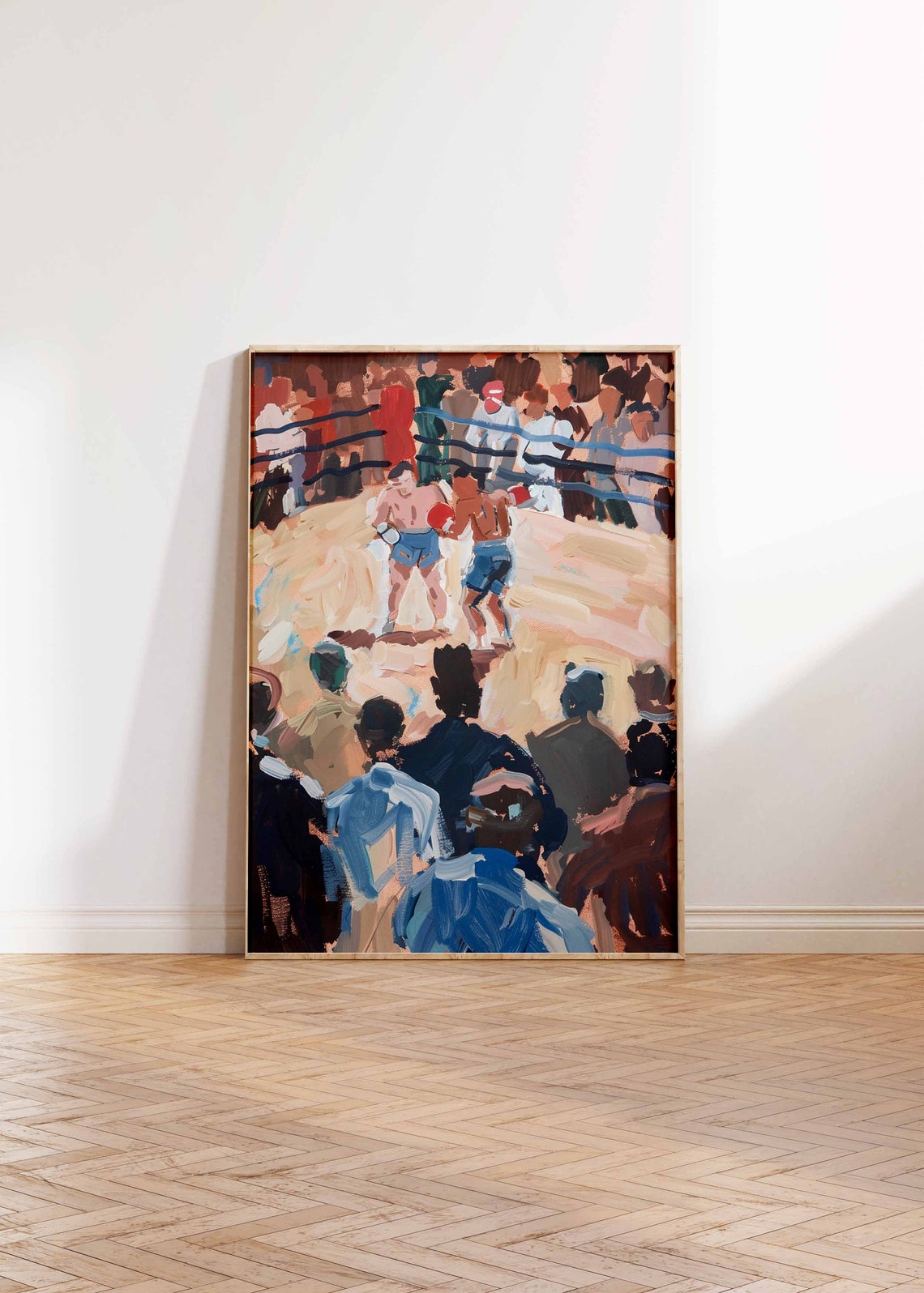 Dramatic Boxing Match Crowd View Painted Fight Vintage Sports Poster - Image 2