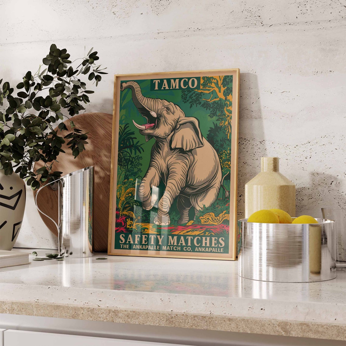 TAMCO Elephant Vintage Indian Matchbox Label Art Decor Poster - Image 3