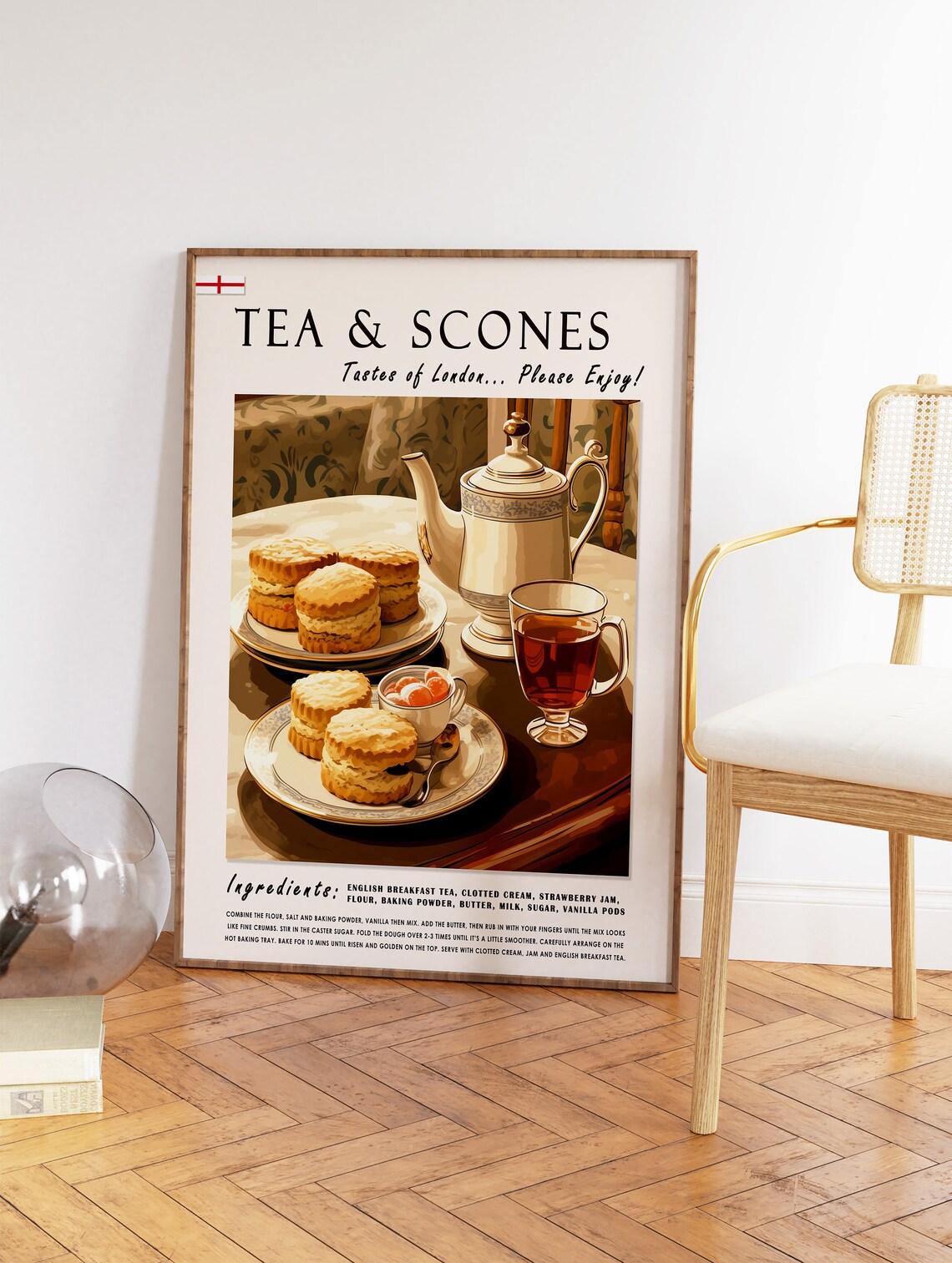 Tea and Scones London Afternoon Tea Recipe Kitchen Art Gift Poster - Image 2