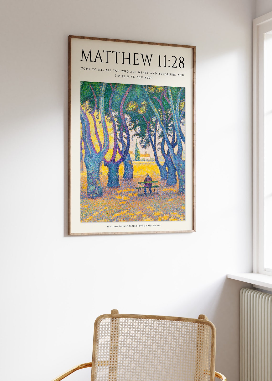 Matthew 11:28 Bible Verse Paul Signac Pointillist Rest Poster - Image 2