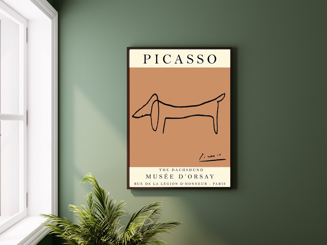 Picasso Exhibition Poster, Vintage Minimalist Dog Art - Image 2