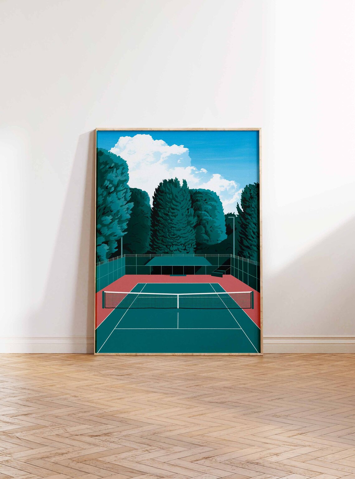 Bold Modern Tennis Court Red Green Graphic Sports Color Poster - Image 3