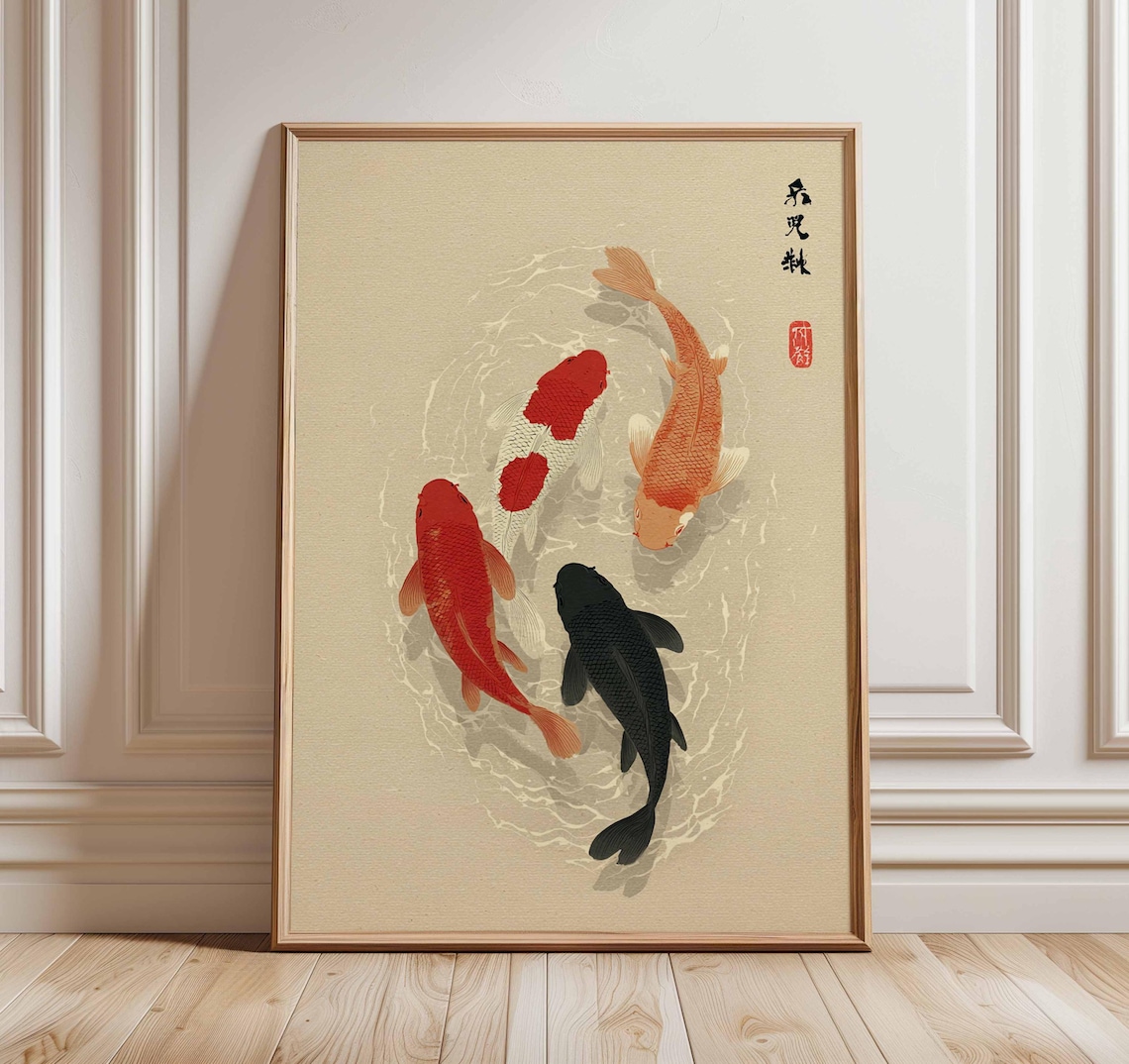 Japanese Koi Fish Minimalist Zen Art Print