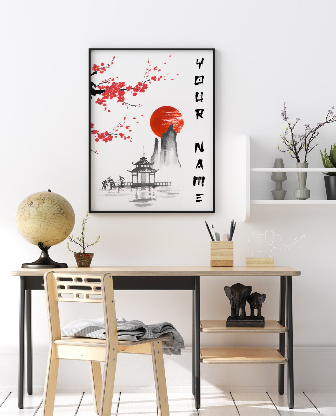 Personalised Japanese Lettering Ink Painting Pagoda Custom Poster - Image 3