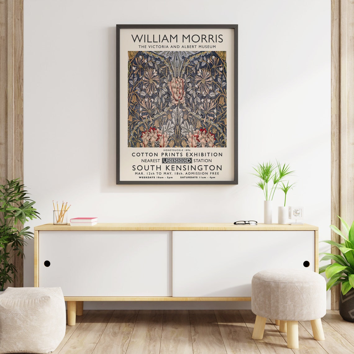 William Morris Honeysuckle 1896 Botanical Exhibition Poster London - Image 2