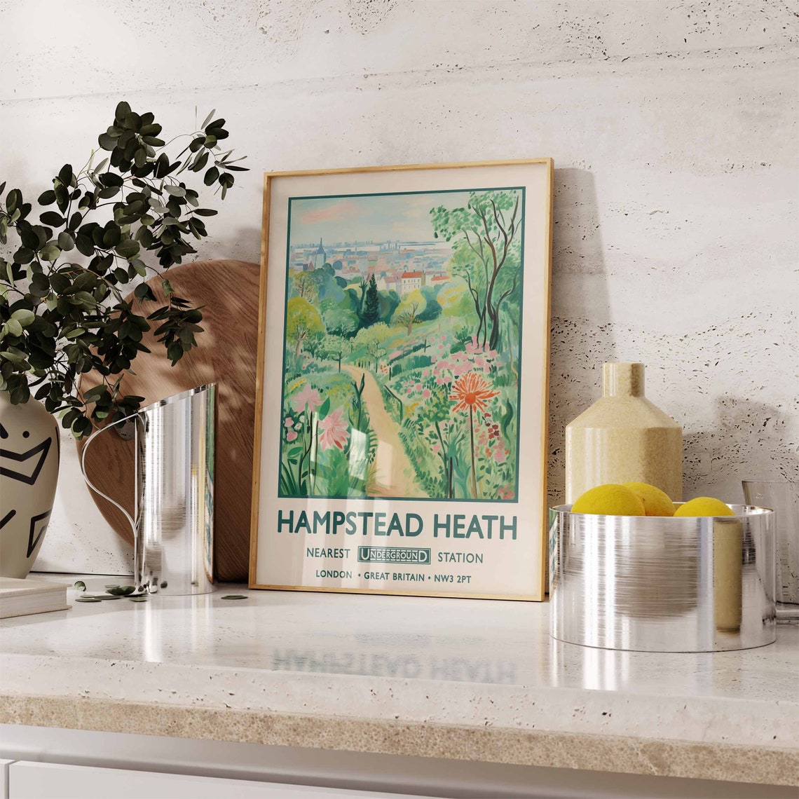 Hampstead Heath London Garden Path Vintage Underground Travel Poster - Image 2