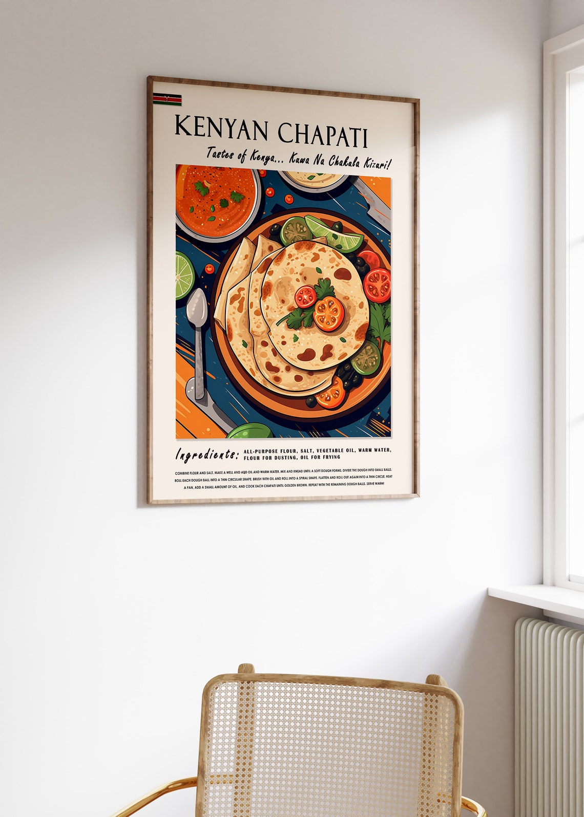 Kenyan Chapati Bread Food Poster Kenyan Food Print African Food Art African Food Poster Exotic Food Art Kitchen Decor Cultural Decor - Image 3