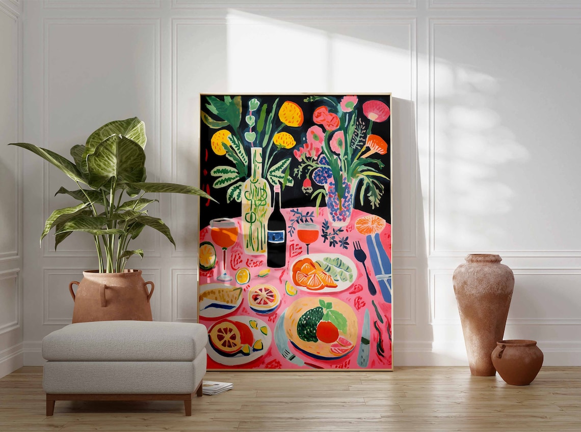 Dinner Table Food Illustration Cafe Decor Poster - Image 3