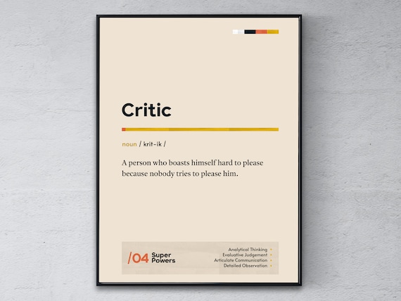 Critic Funny Dictionary Definition Office Coworker Gift Poster