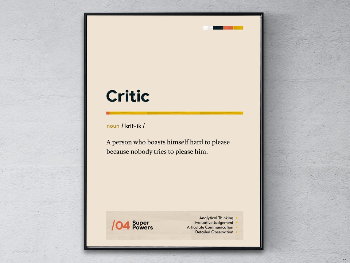 Critic Funny Dictionary Definition Office Coworker Gift Poster