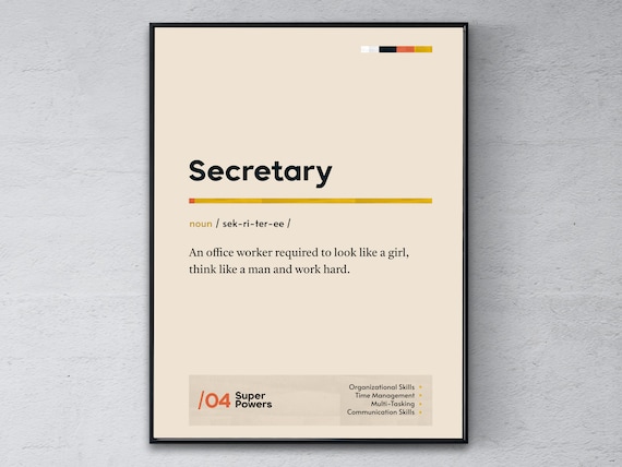 Secretary Funny Dictionary Definition Super Powers Appreciation Poster